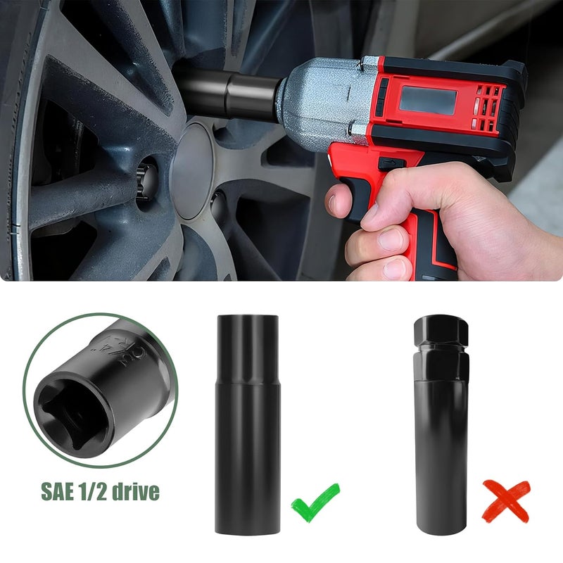 glorider 7 Spline Lug Nuts Key Socket, 1/2 Inch Drive Impact Square Tool - Quickly Remove M14x1.5, M14x2.0 and 9/16 Wheel Lug Nuts | 1 Pc (Black) - Image 5